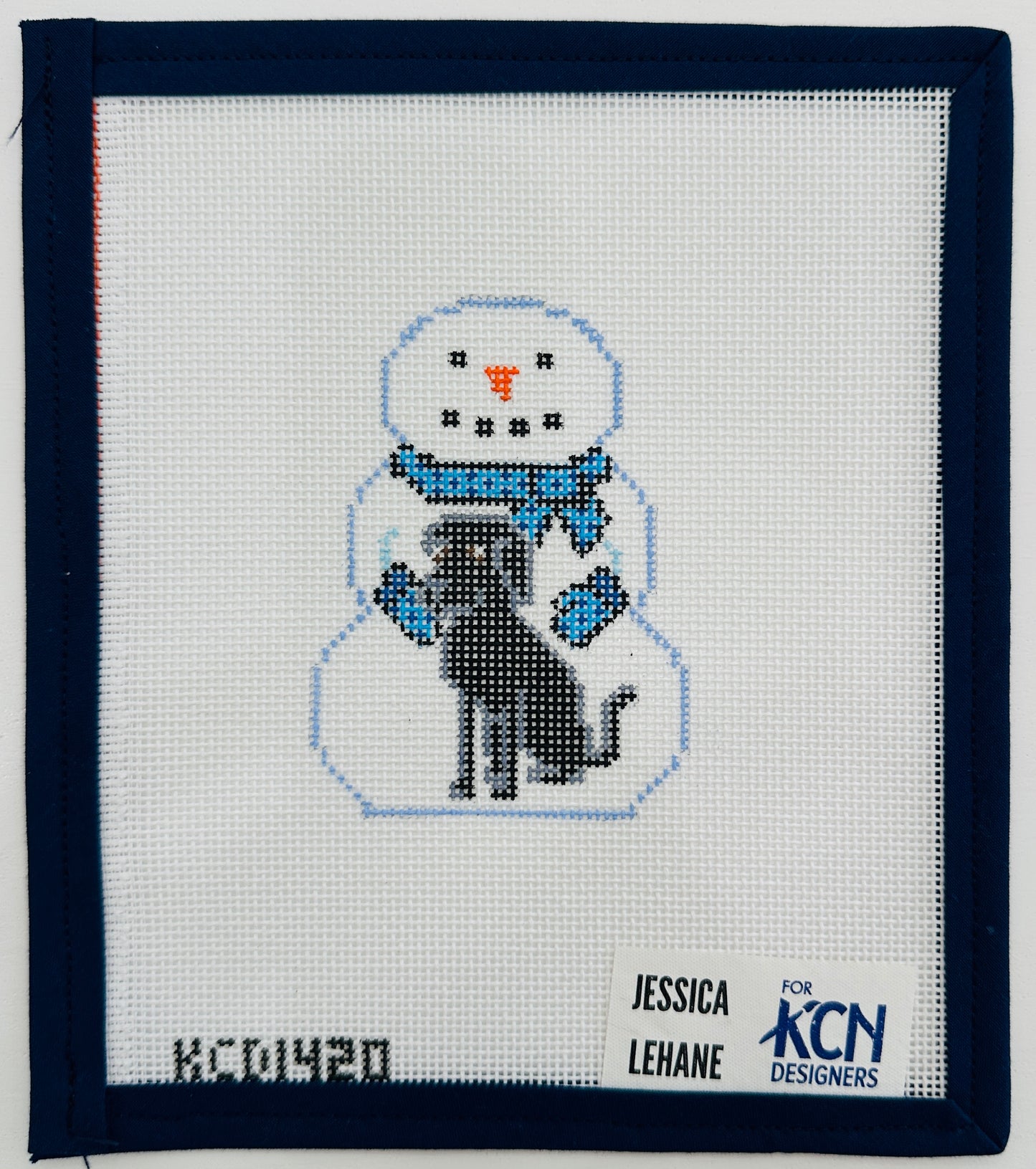 Snowman with Black Lab