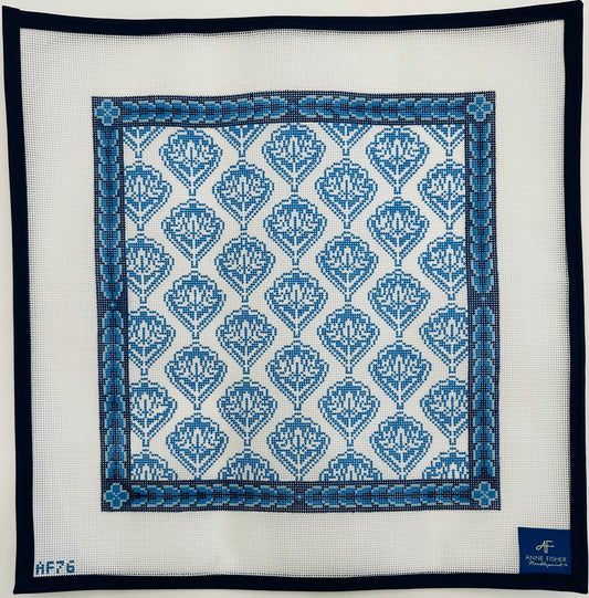 Blue Medallion Floral Pillow