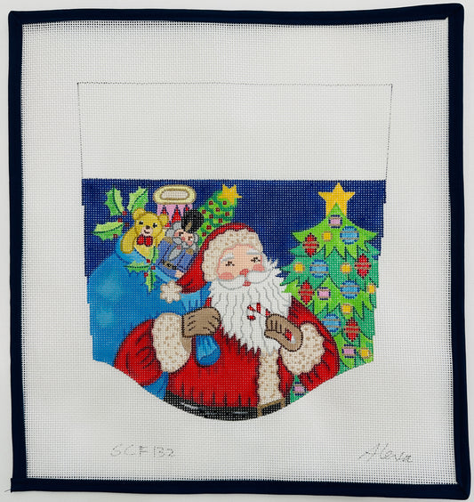 Santa with Gift Bag Stocking Cuff
