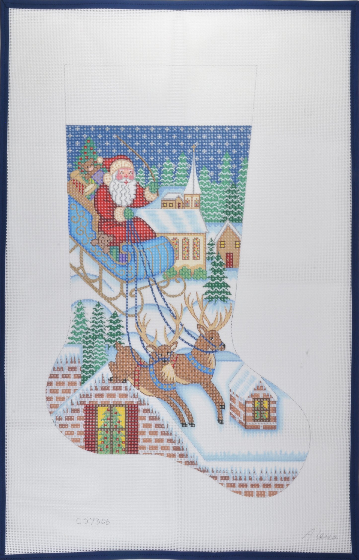 Santa Flying with Reindeers Stocking