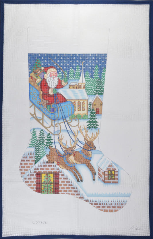 Santa Flying with Reindeers Stocking