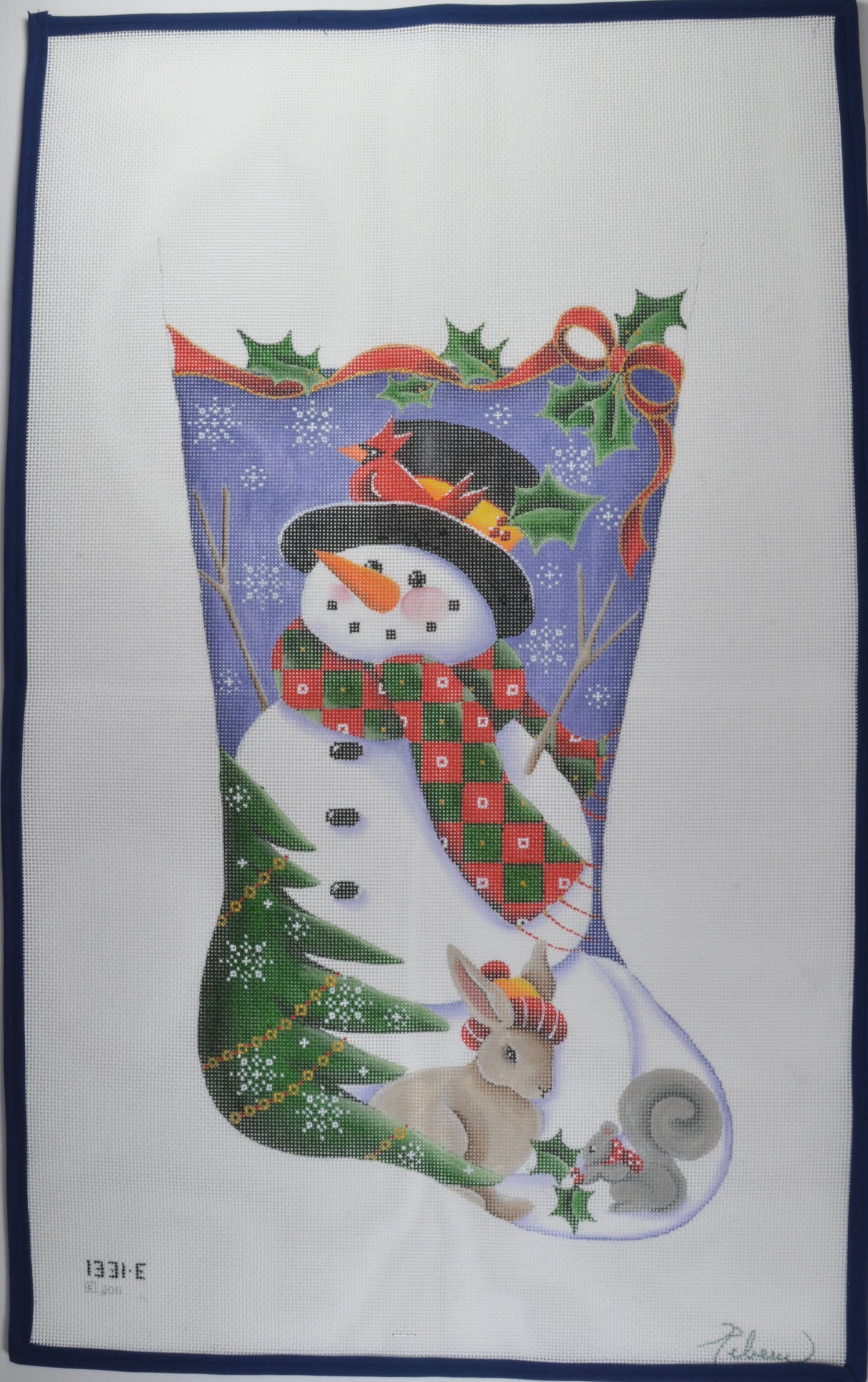Snowman with Holly & Woodland Animals Stocking