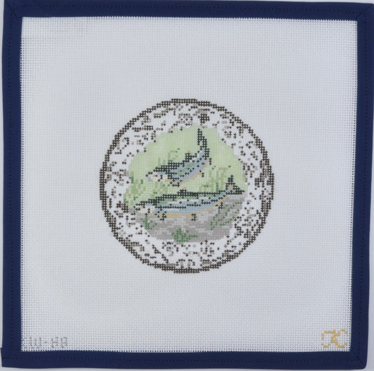 Transferware Salmon Plate