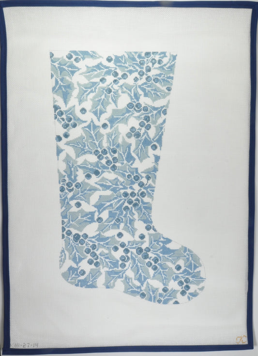 Blue Holly Stocking