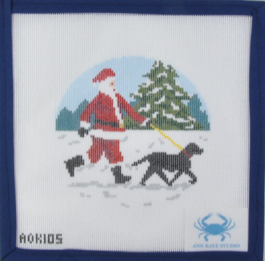 Santa with Black Lab