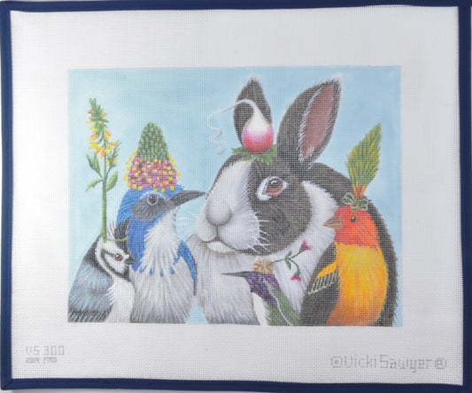 Spring Birds with Bunny