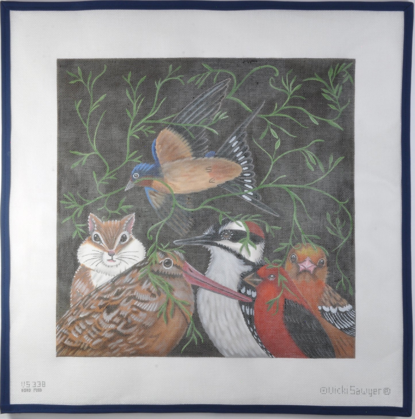 Chipmunk and Birds with Ivy