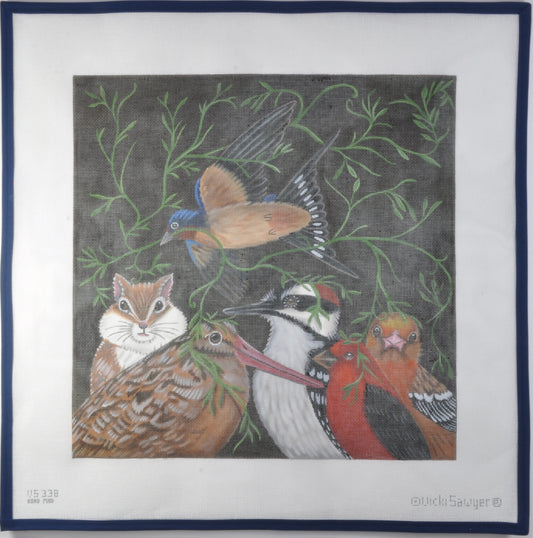 Chipmunk and Birds with Ivy