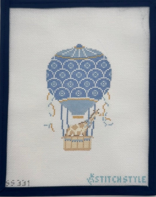 Blue  Hot Air Balloon with Giraffe