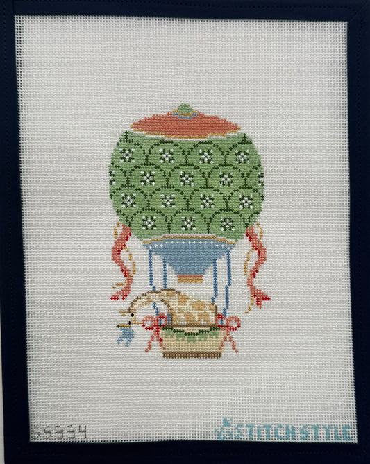Green  Hot Air Balloon with Giraffe