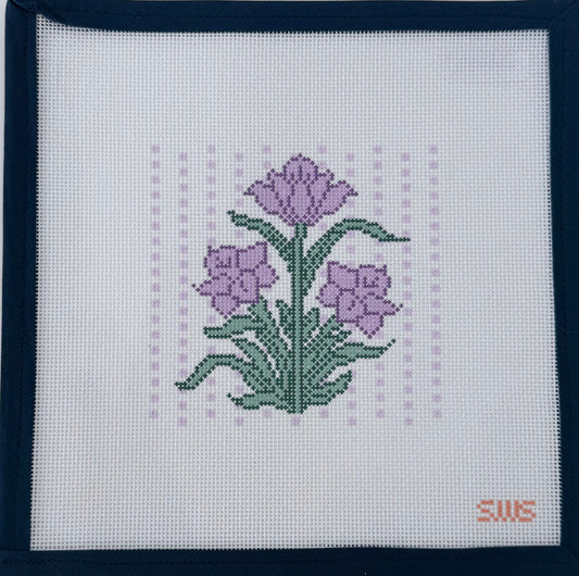 Purple Block Print Flower